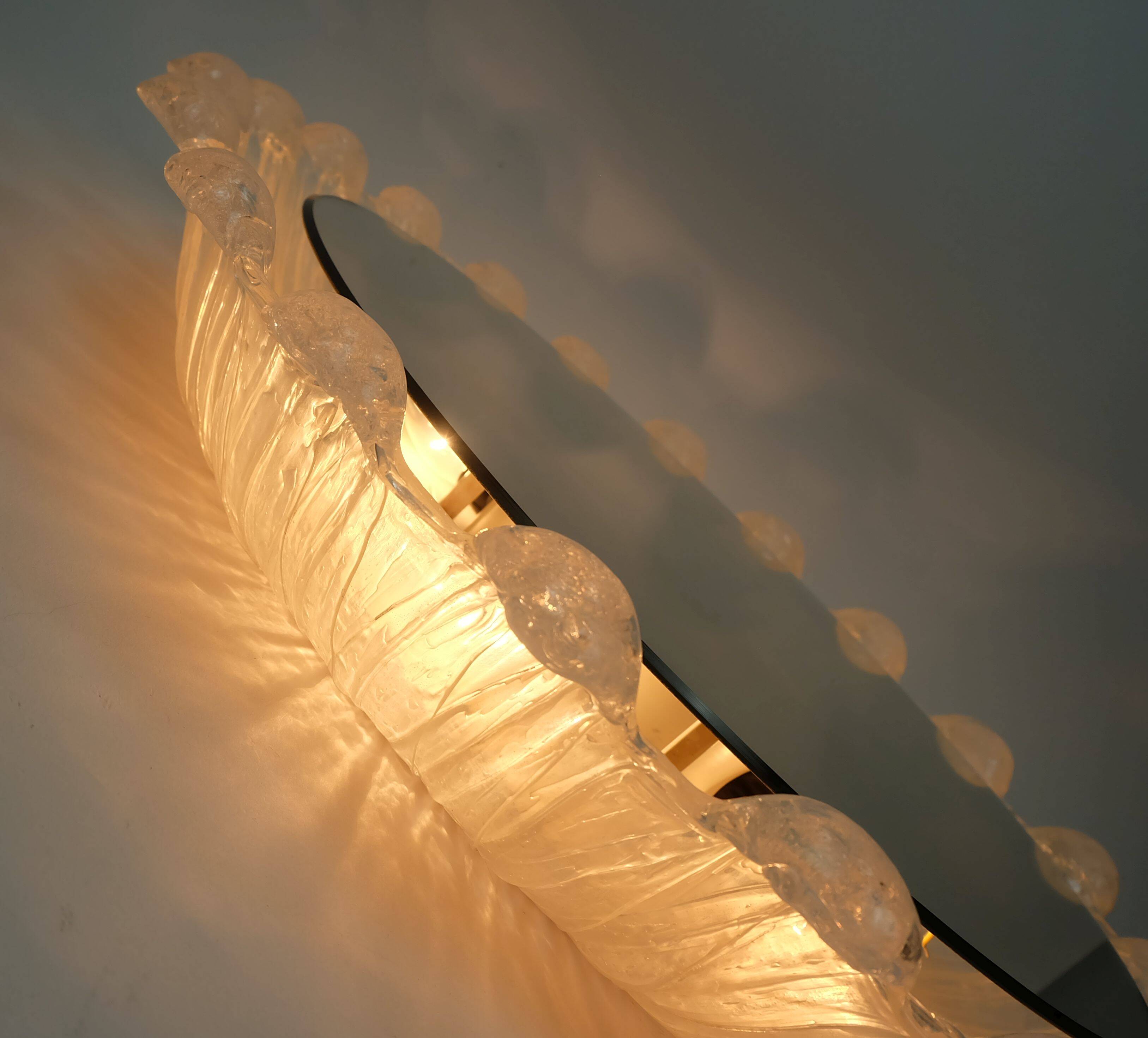 back lit wall MIRROR by schöninger acrylic frame ice glass decor 1960s 1970