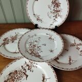 "Carmen" - 5 flat plates ø 23.5cm ironstone Sarreguemines U&C