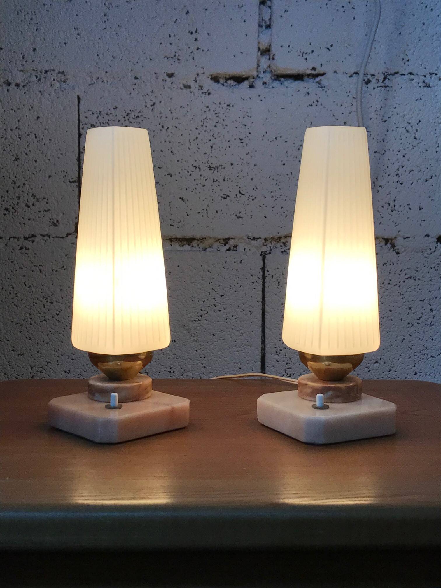 Vintage marble and opaline lamps from the 60s