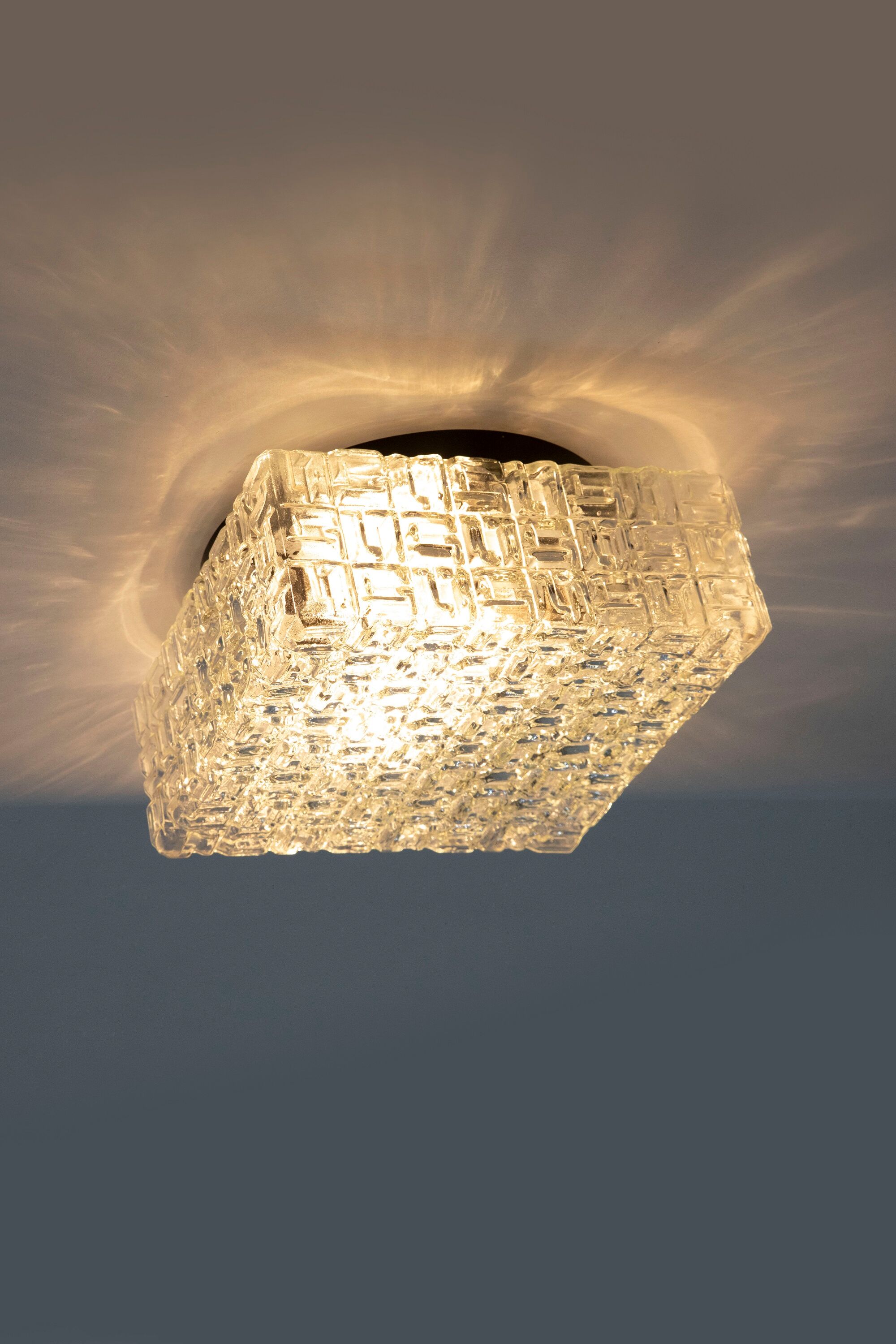 Square Flush Mount by Osvetlovaci Sklo Valasske Mezirici, 1960s