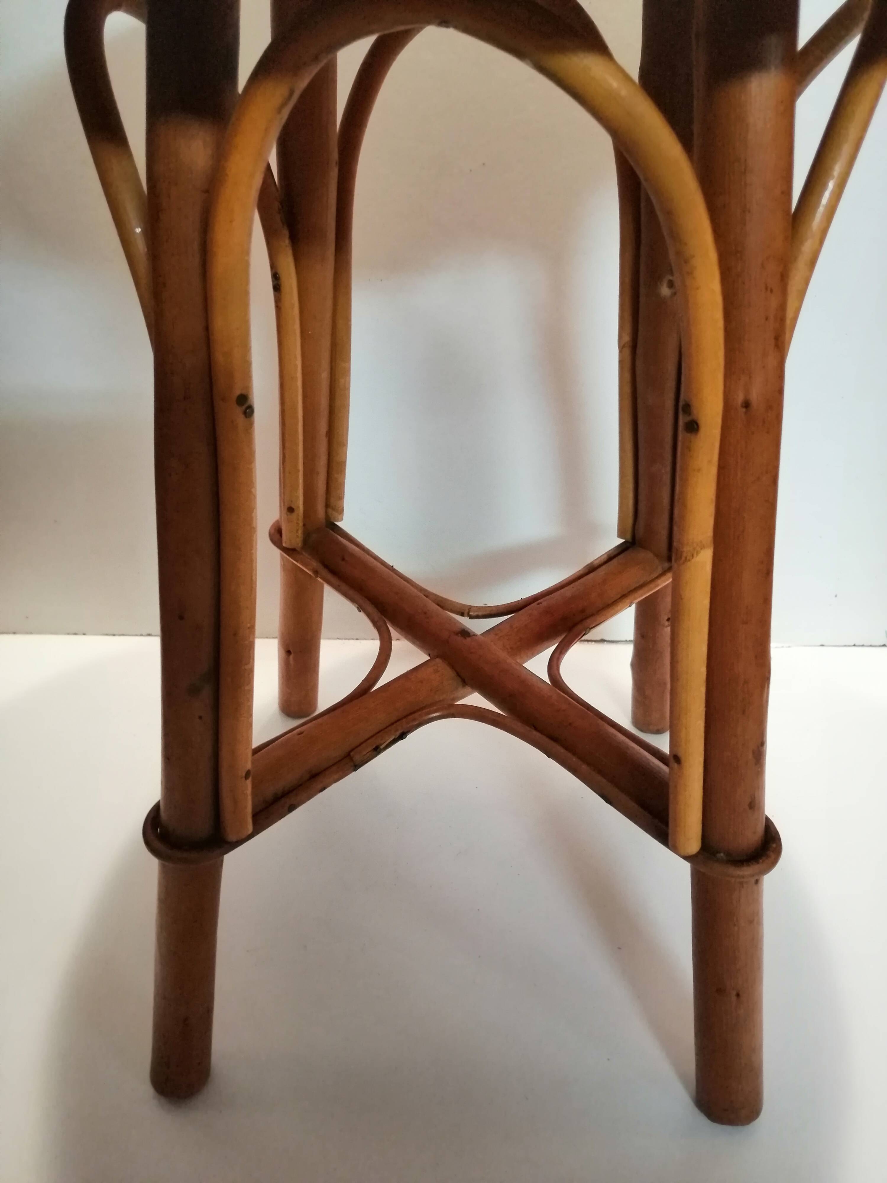 Rattan stool and braided chestnut