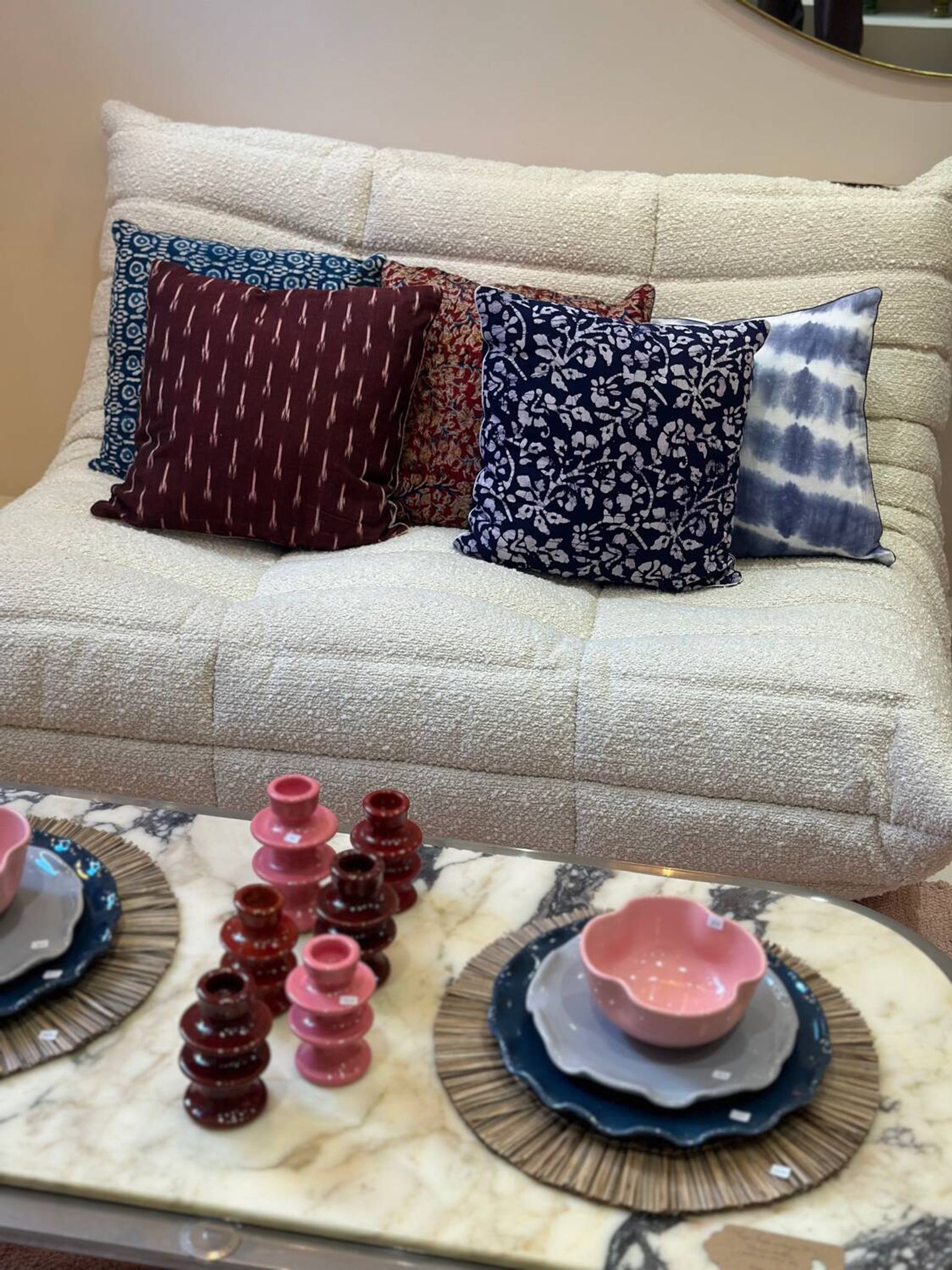 Indian blockprint cushion cover in burgundy cotton