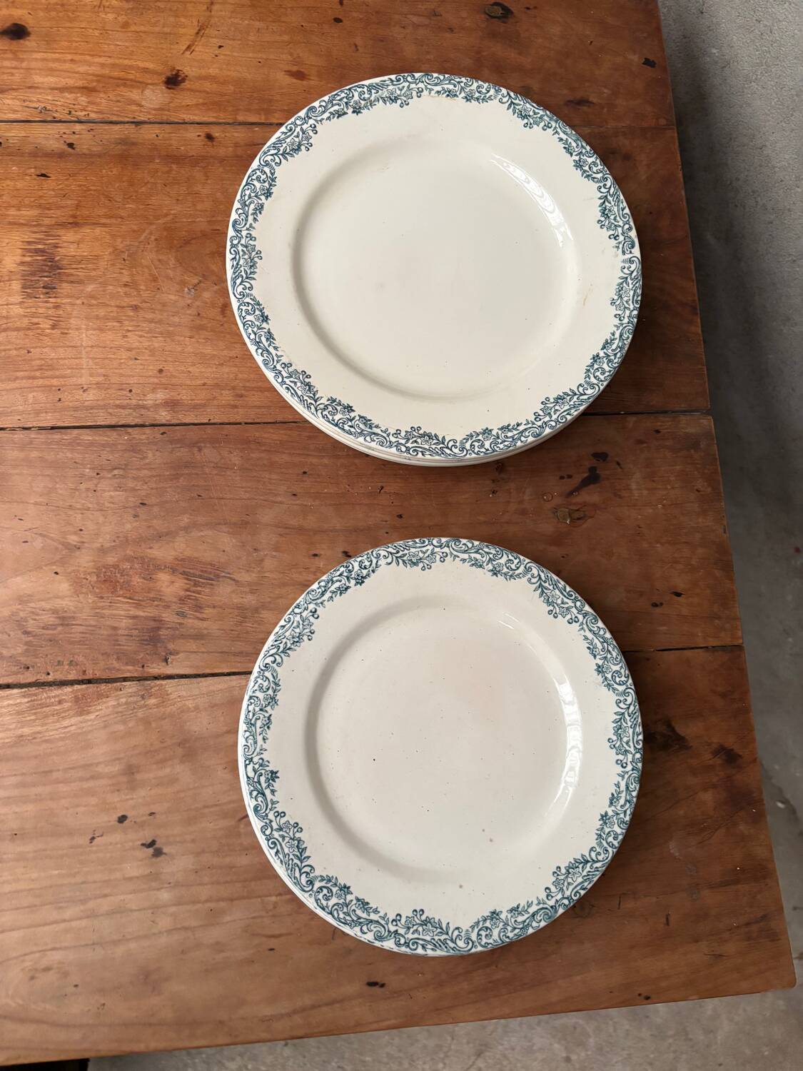 Green Fire Earth Set 6 large plates and 6 small plates