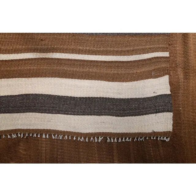 Vintage Turkish hand-knotted wool cotton brown small area rug 152x167