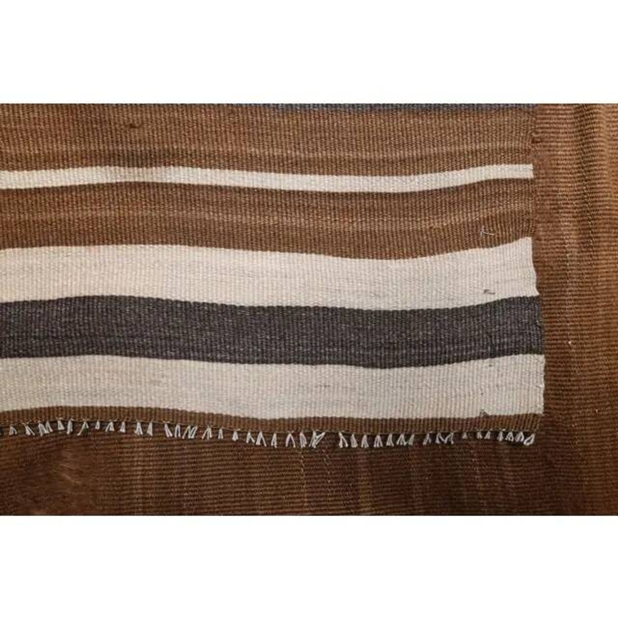 Vintage Turkish hand-knotted wool cotton brown small area rug 152x167