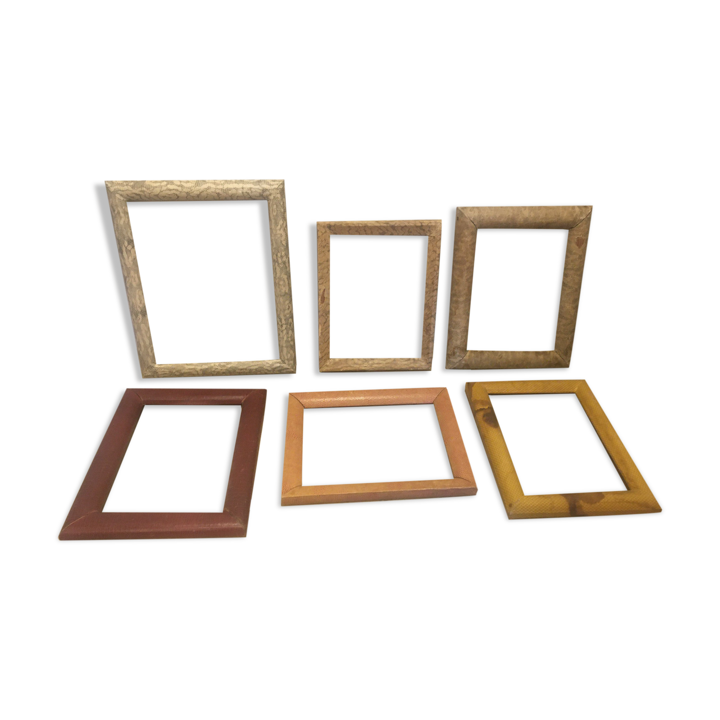 Lot of 6 vintage frames in faux croc or snake