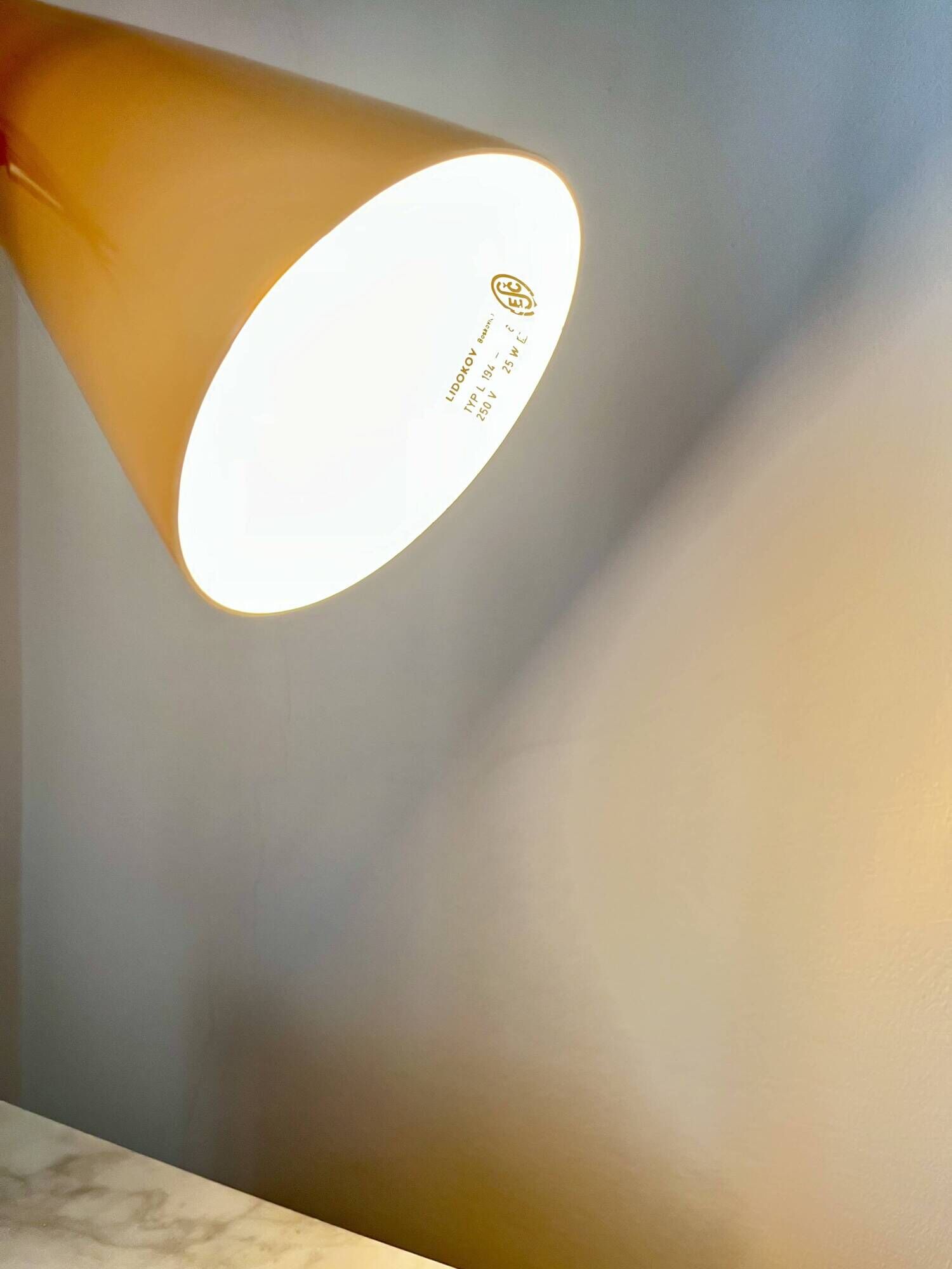 Vintage Mid-Century Table Lamp by Josef Hůrka for Lidokov | Orange & Chrome