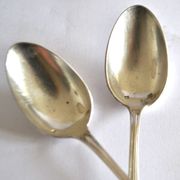Set of 2 silver-plated teaspoons with C&L filigree, 14.5 cm
