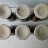 Lot of 6 sandstone mazagrans enamelled by Isabelle Roger and Pierre Bernier