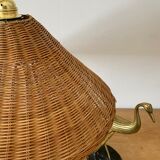 Vintage wicker lampshade suspension