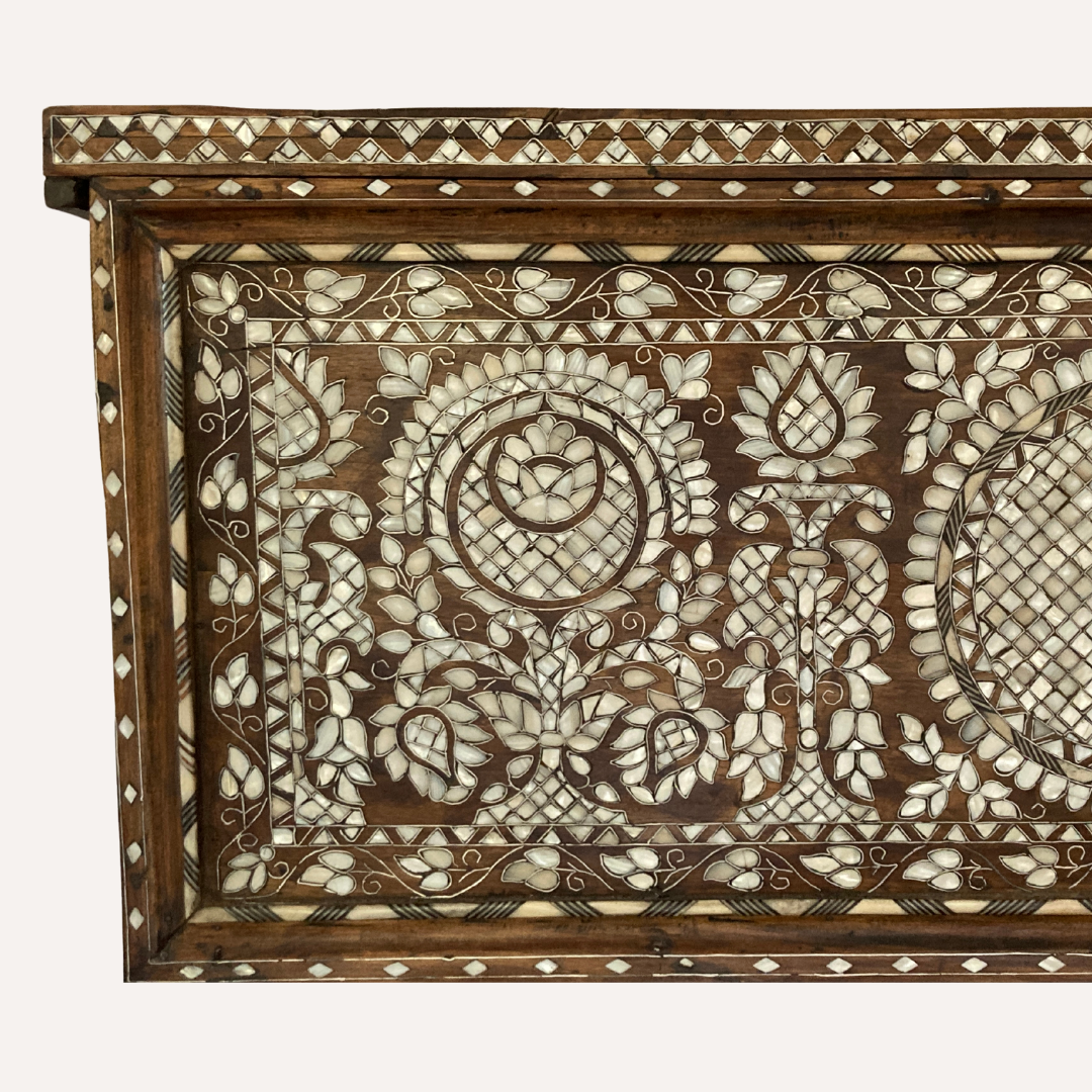 19th century Syrian, mother of pearl inlay marquetry wedding cabinet or chest