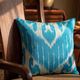 Silk Ikat Square Cushion Cover, Sky Blue Vintage Abraj, Handwoven, 16x16