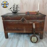 Truly antique 19th-century large oak chest blanket/ treasure chest