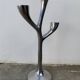 Organic candle holder in brushed aluminum, 3 branches, 1970