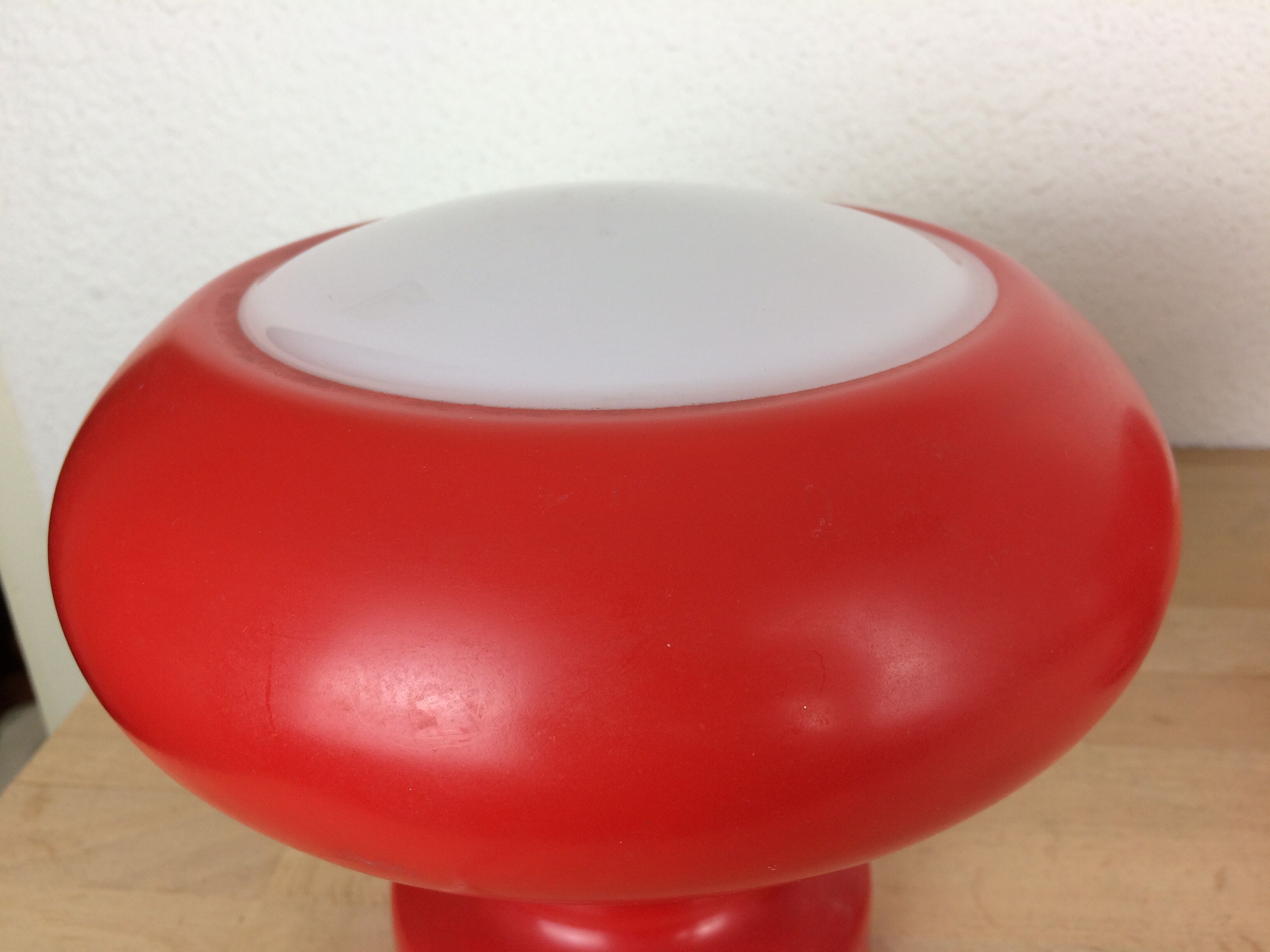 Pair of mushroom lamps red glass space age, 70s