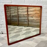 Vintage Rectangular Wall Mirror Teak Frame