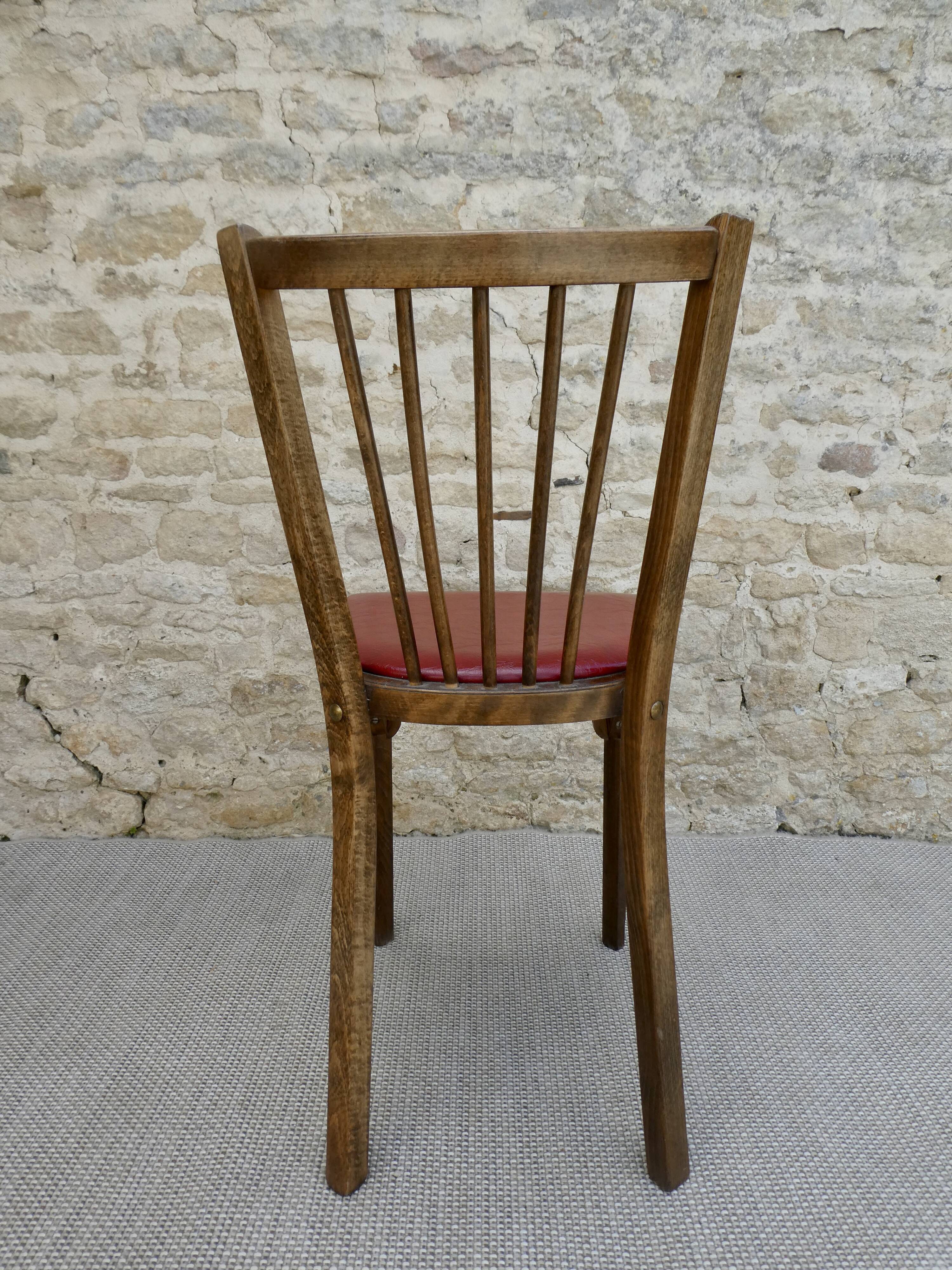 Baumann bistro chair, in wood and skai