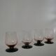 Lot de 4 verres à pieds roses et pieds noirs art déco années 30