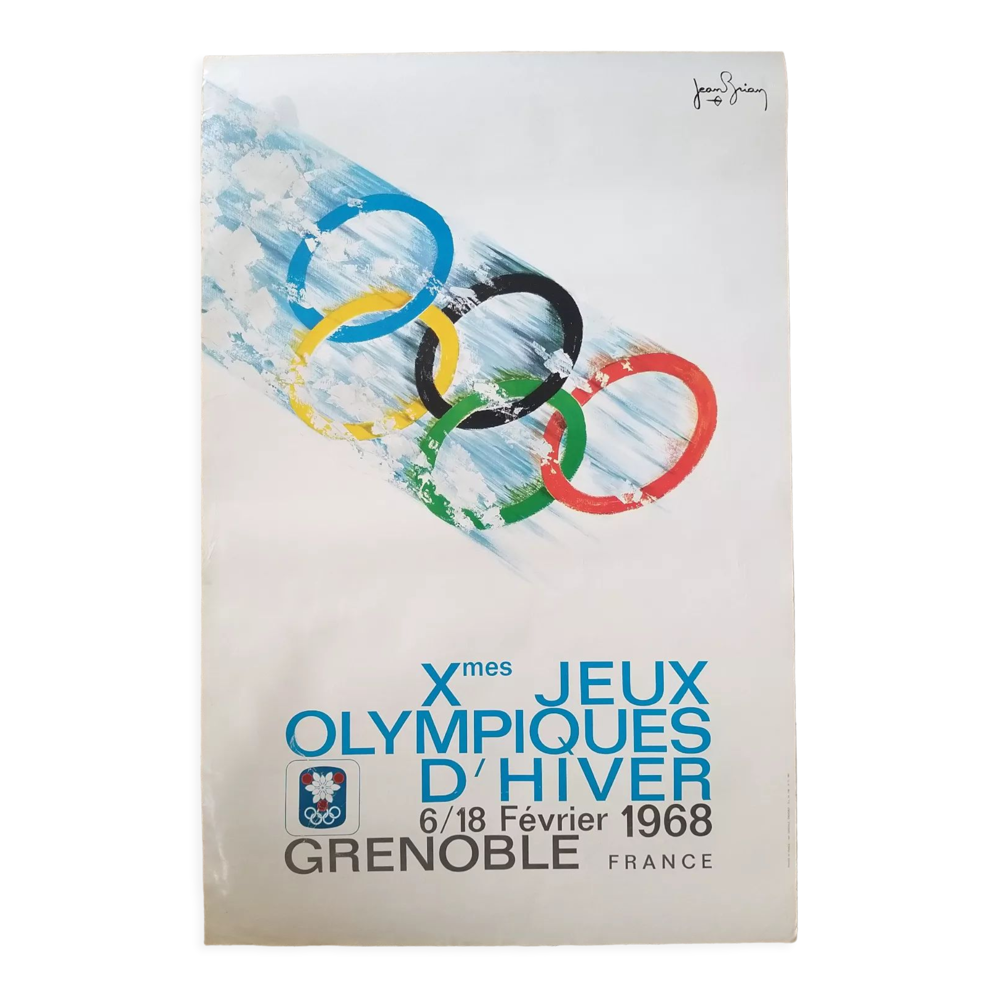 Original poster grenoble olympic games winter 1968 - jean brian