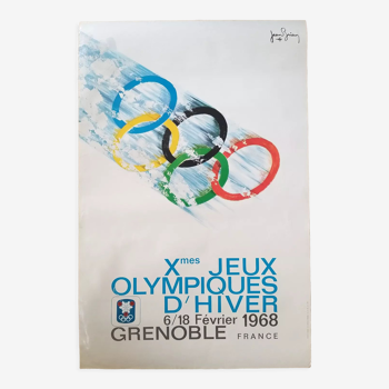 Affiche originale grenoble jeux olympiques hiver 1968 - jean brian