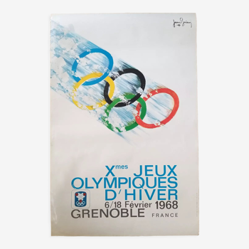 Original poster grenoble olympic games winter 1968 - jean brian
