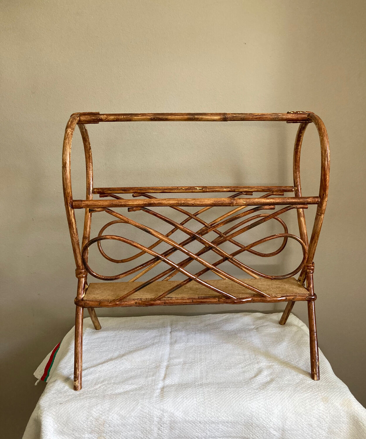 Rattan magazine holder 1970s
