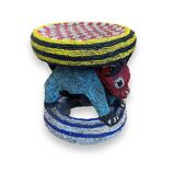 Zoomorphic beaded coffee table stool