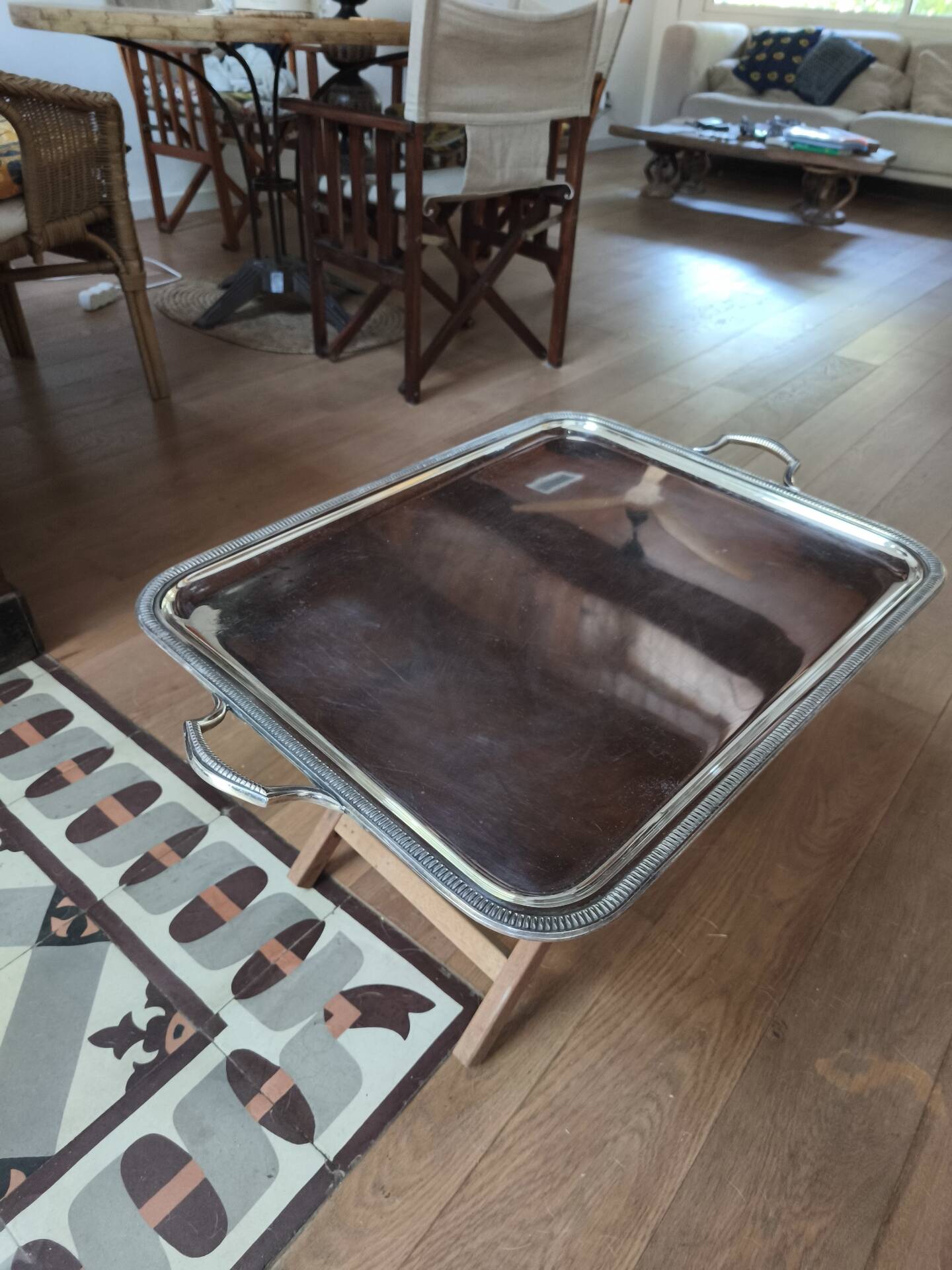Silver serving tray