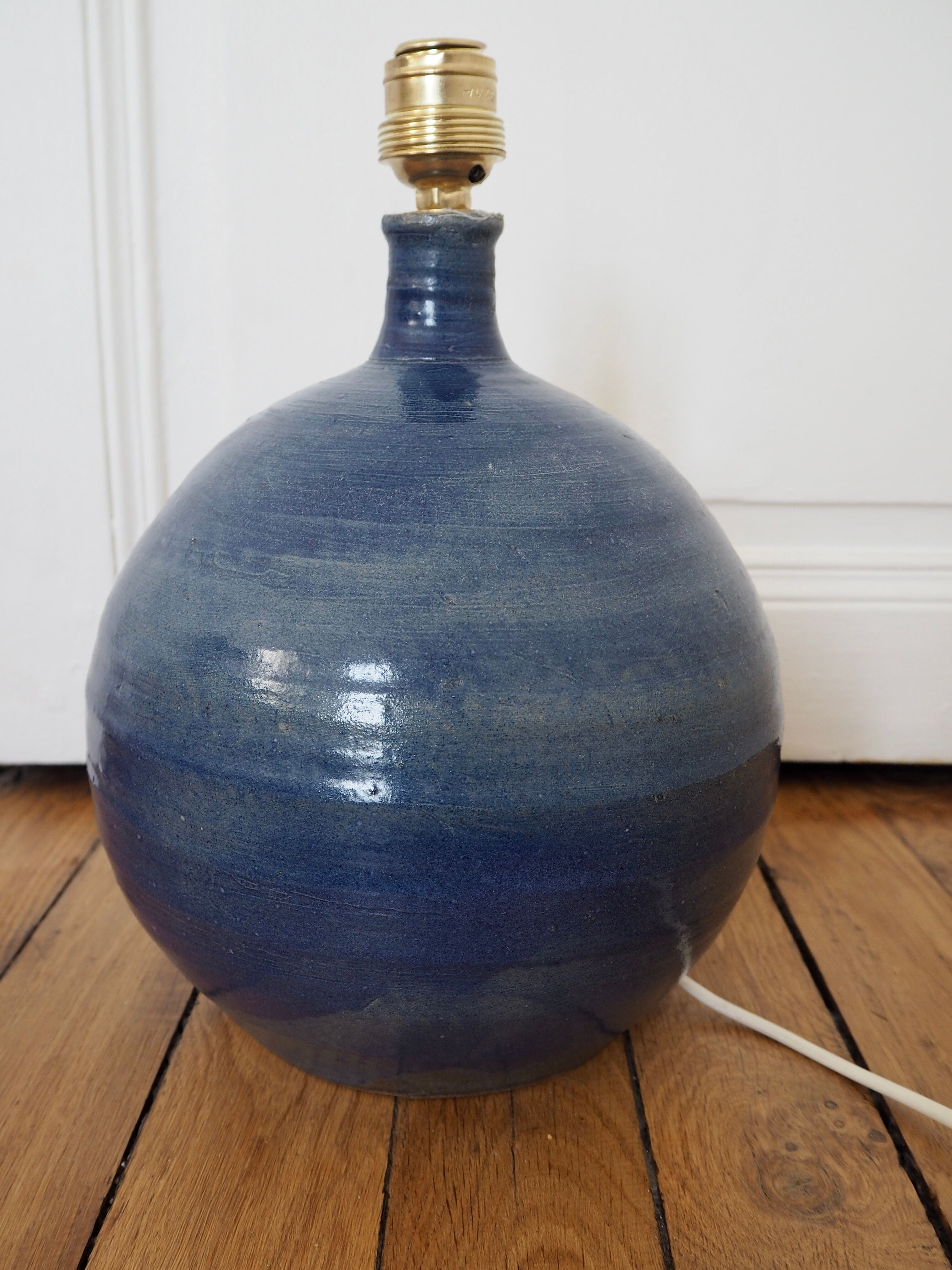 Blue sandstone lamp foot signed La Borne
