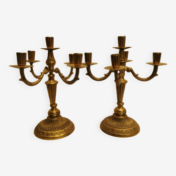 Lot de 2 chandeliers en laiton