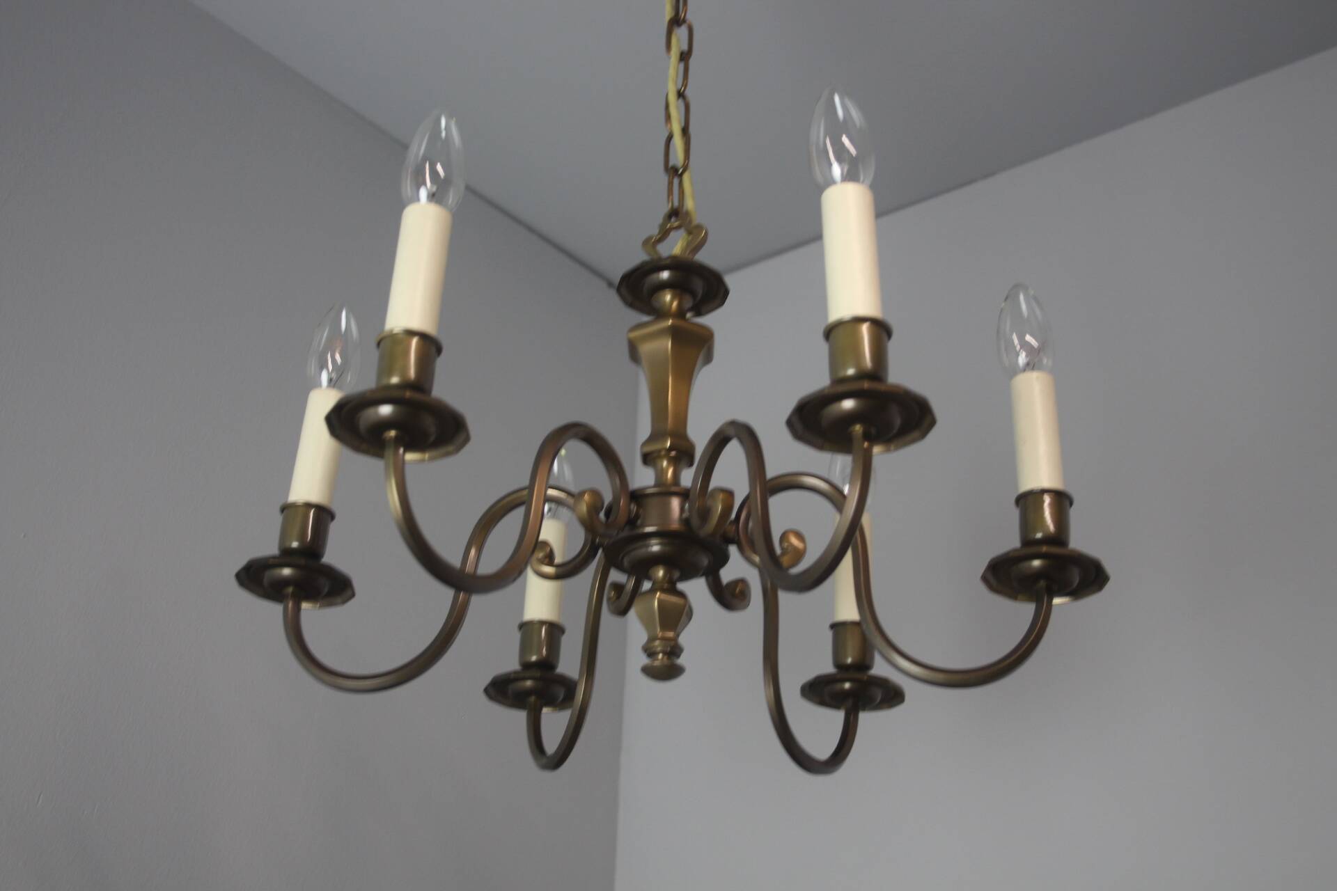 Vintage six-arm chandelier, 1970's.
