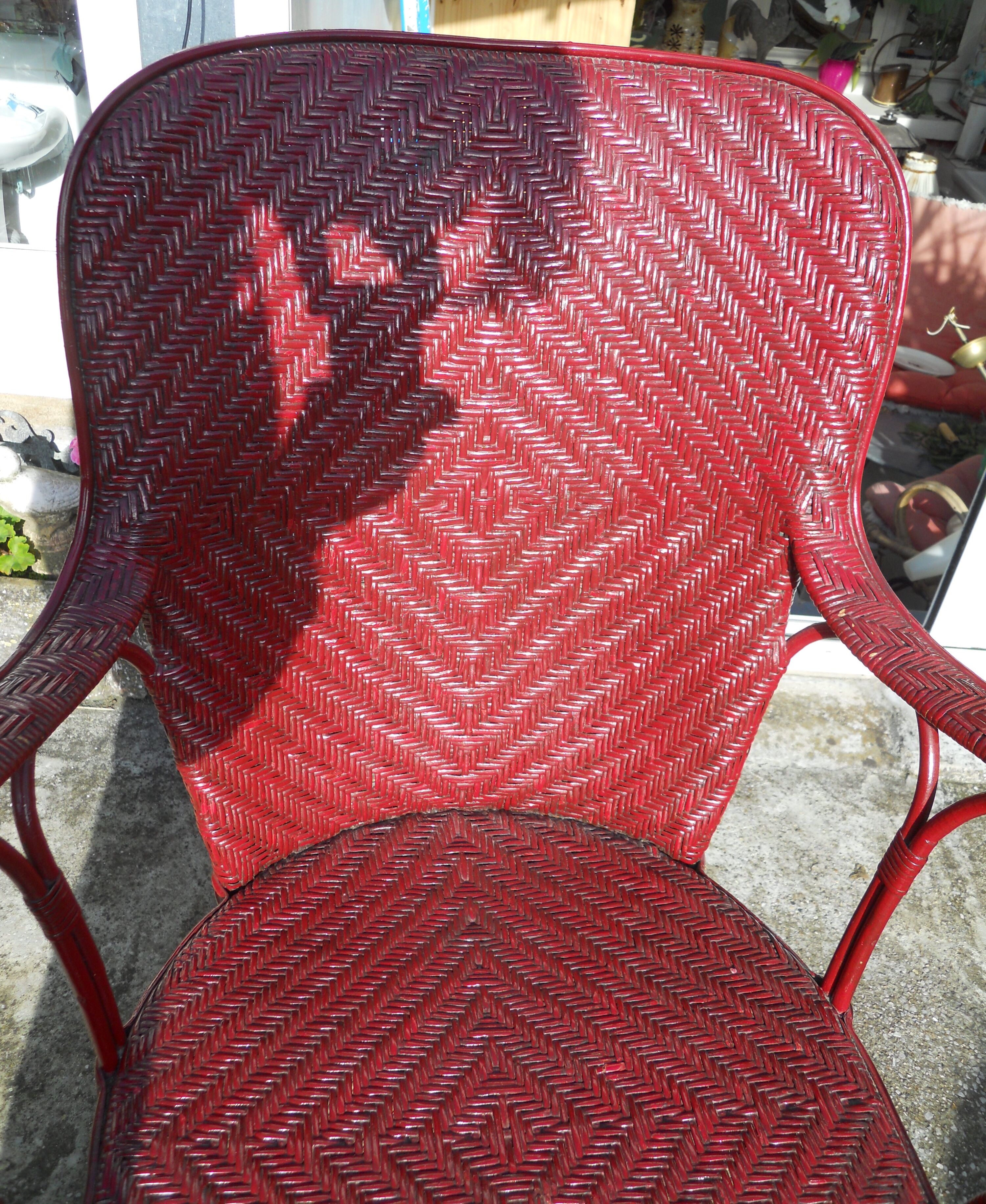 Fauteuil en rotin 1900 rouge
