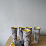 6 ceramic glasses from the 60s