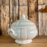 White iron earth soup tureen Sarreguemines