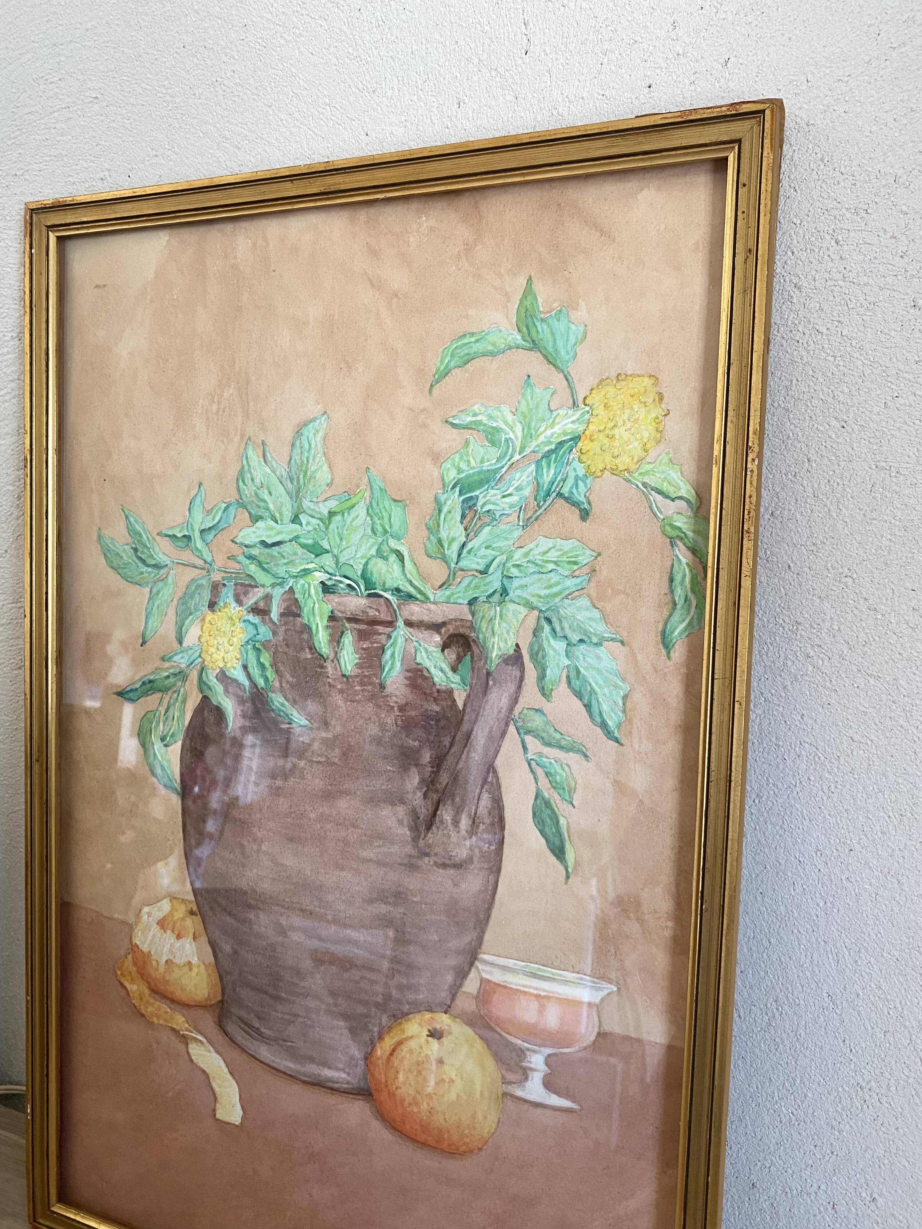 Still life illustration from the 70s under glass.