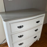 Commode de chambre Roche Bobois en pin style Chambord lin et taupe