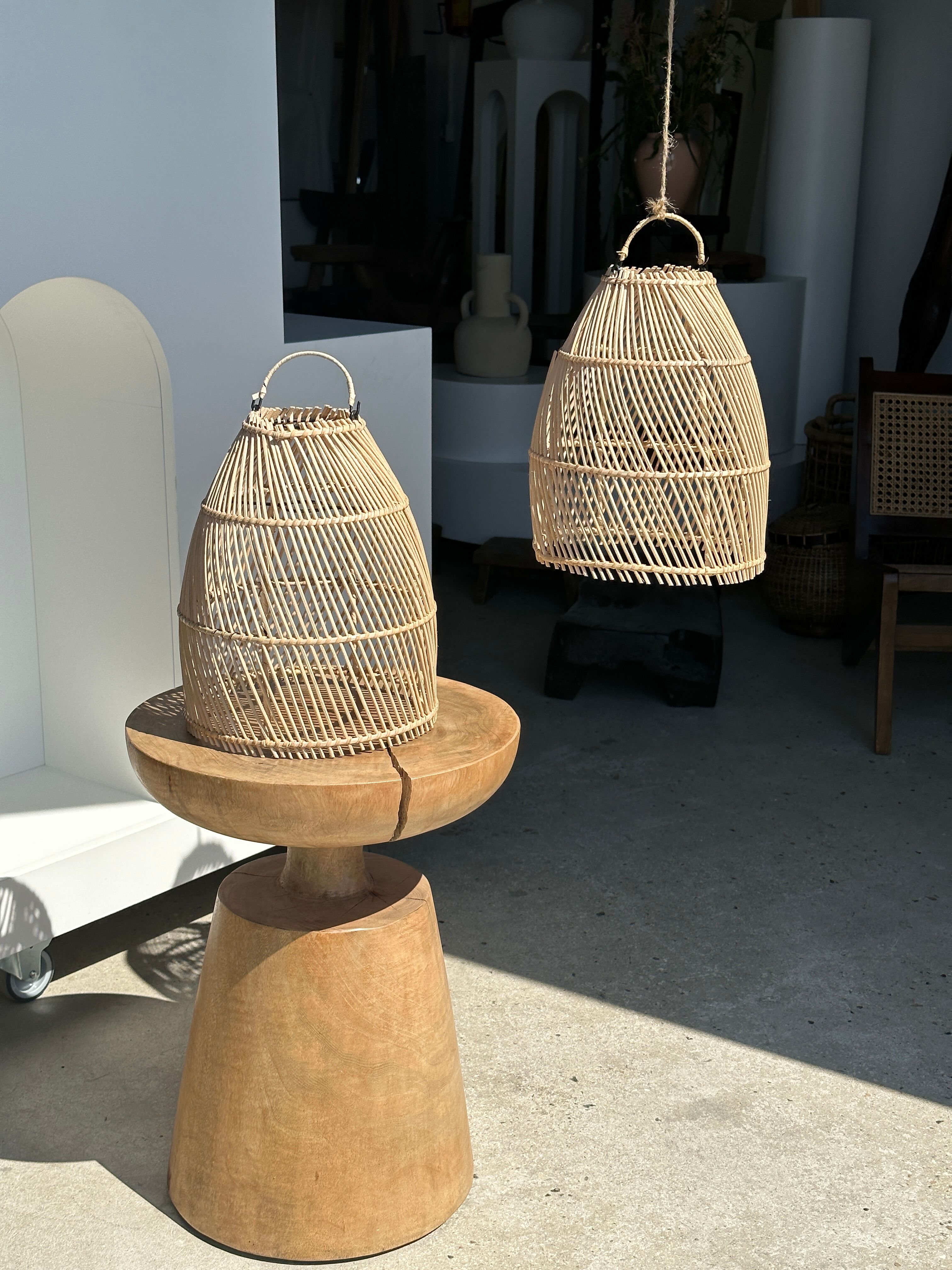 Suspension en rotin en forme de cloche d25 h28