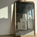 Large gilded mirror 19th century rounded corners mercury glass Louis XVI style