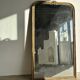 Large gilded mirror 19th century rounded corners mercury glass Louis XVI style