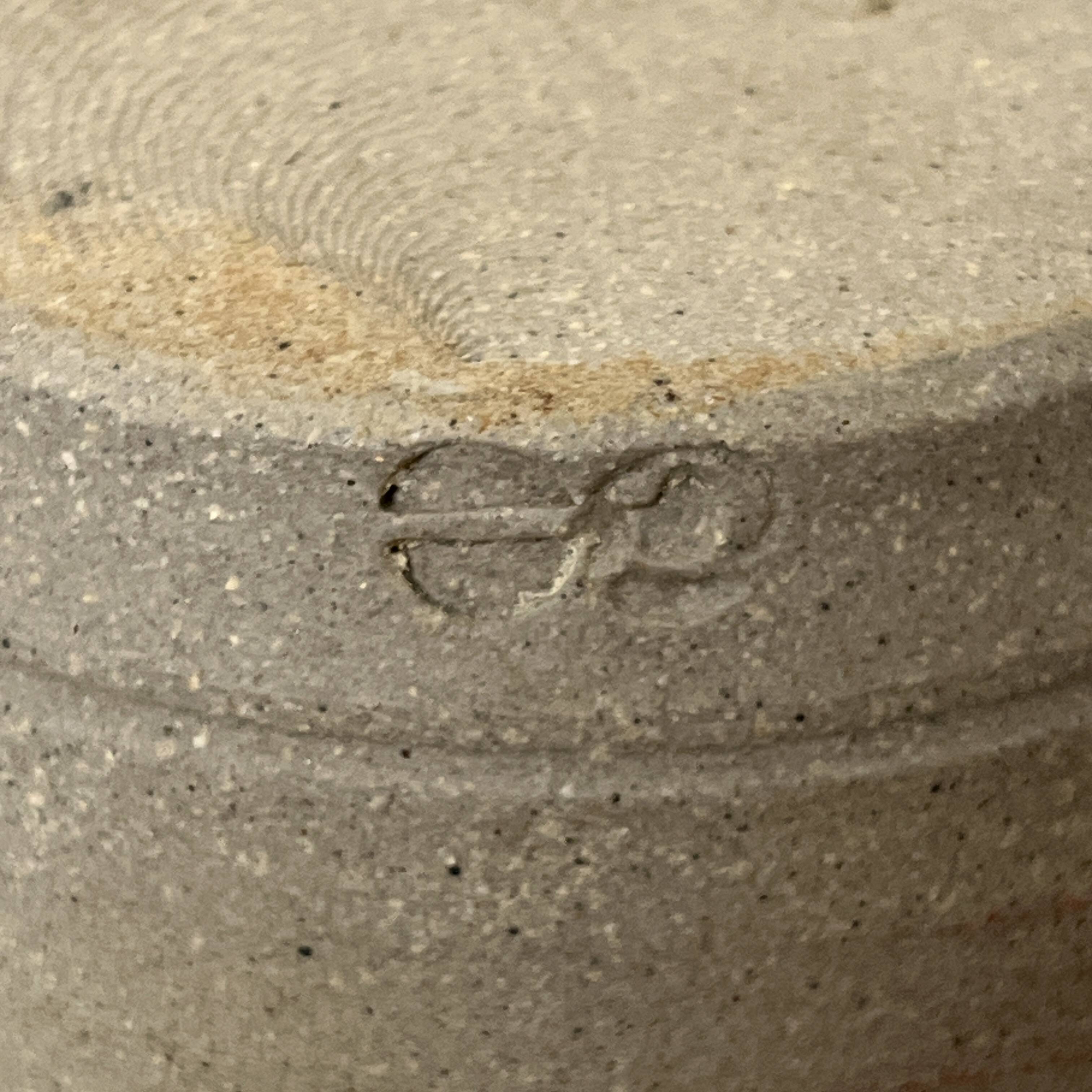 Signature stoneware ceramic vase to identify vintage abstract decor