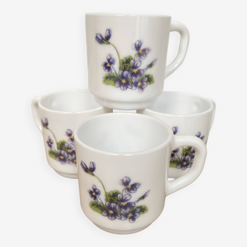 Set of 4 Arcopal Violet cups