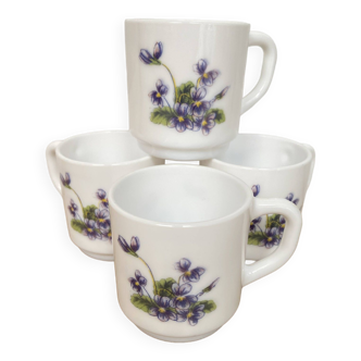 Set of 4 Arcopal Violet cups