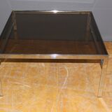 Chromium and smoked worm coffee table circa 1970