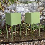 Pair of Louis XV style khaki bedside tables
