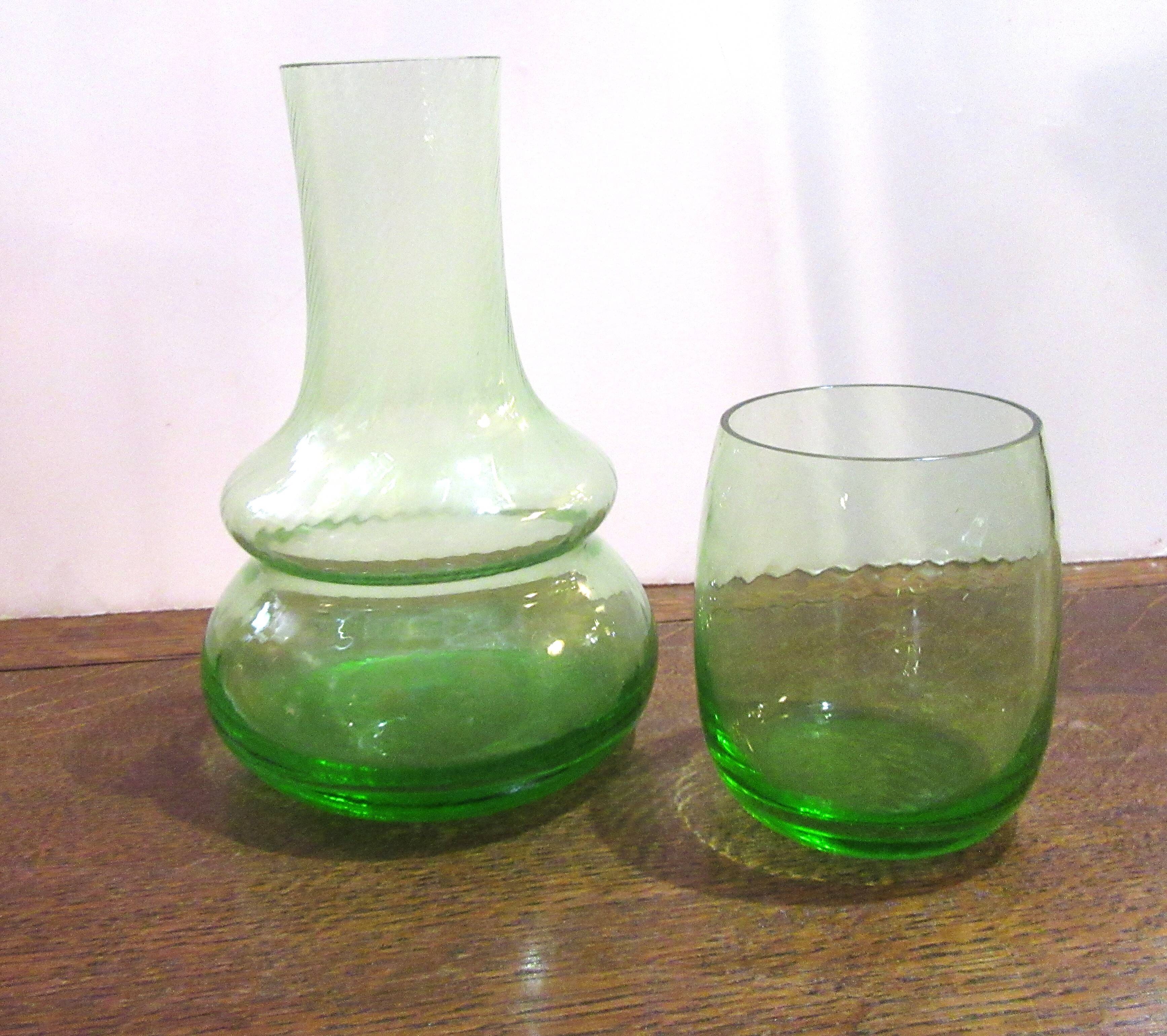 service " verre d'eau " vert Gobelet Carafe de nuit