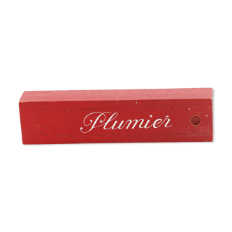 Ancien plumier rouge en bois