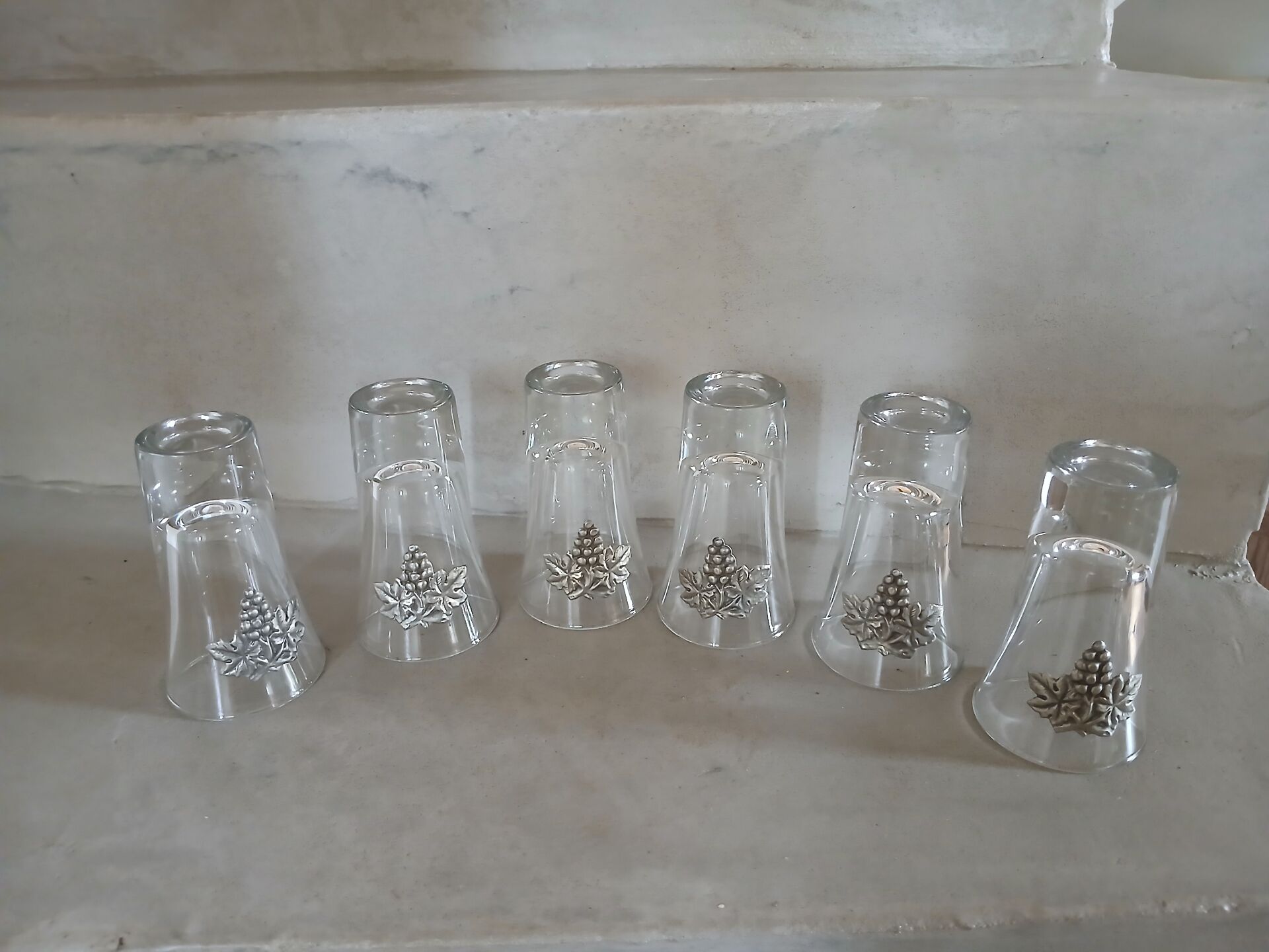 6 small antique liqueur glasses