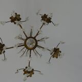 Bronze and crystal chandelier five arms of light, 19th century