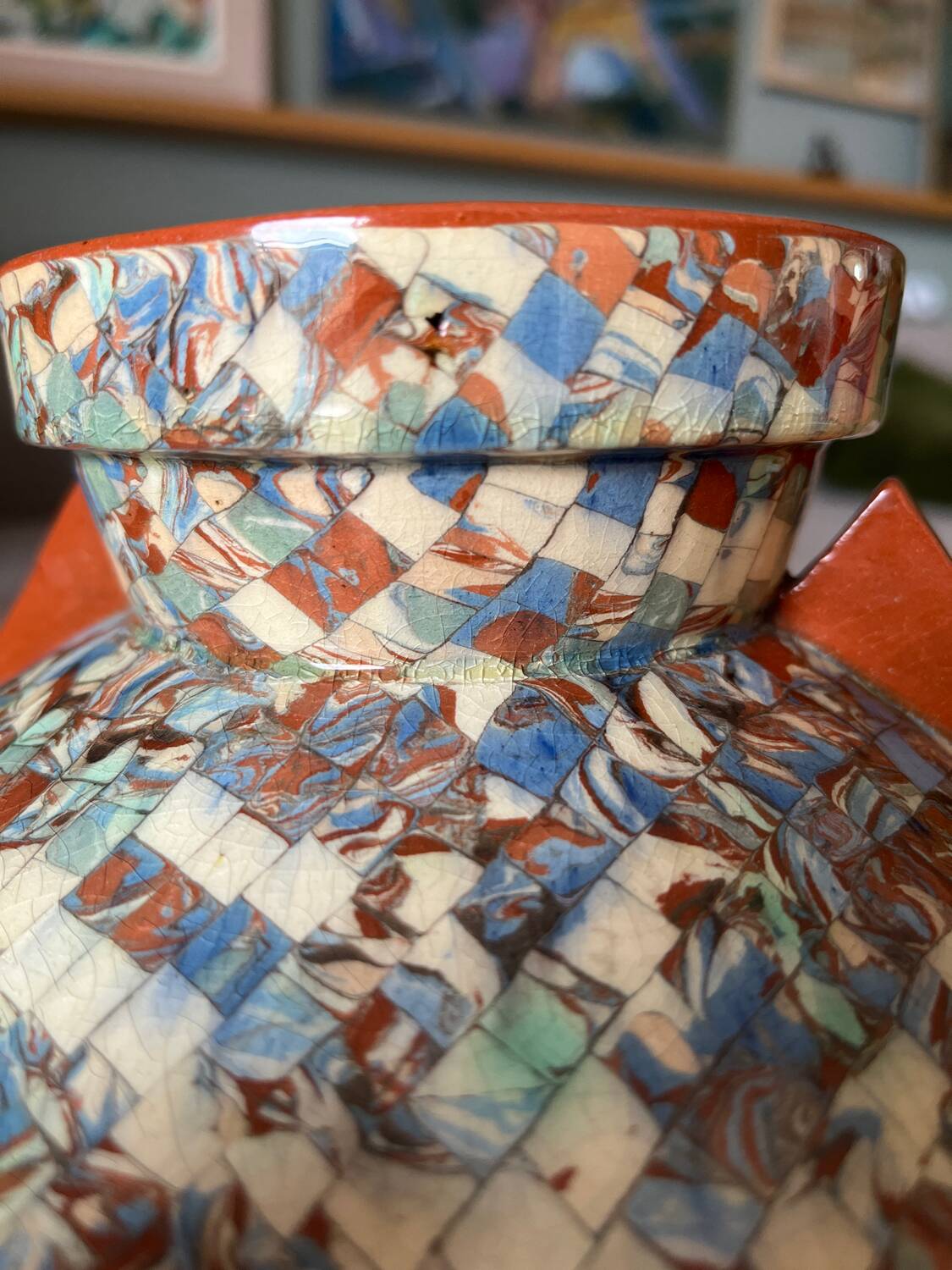 Gerbino vase in mosaic of colored earths