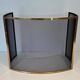 Curved Black Steel Mesh Fire Screen Design with Brass Frame